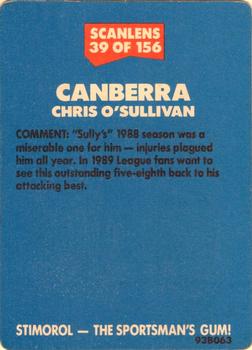 1989 Scanlens #39 Chris O'Sullivan Back